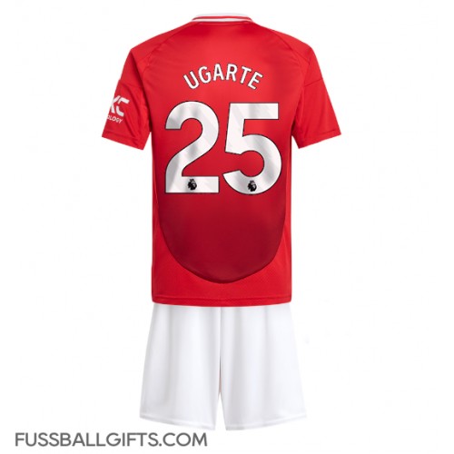 Manchester United Manuel Ugarte #25 Fußballbekleidung Heimtrikot Kinder 2024-25 Kurzarm (+ kurze hosen)